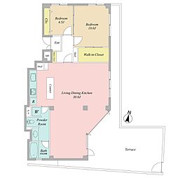グリーンパーク原宿 2LDKの間取図画像