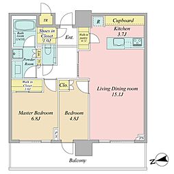 パークシティ中央湊ザタワー 2LDKの間取図画像