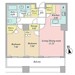 パークコート麻布十番ザ・タワー 2LDKの間取図画像