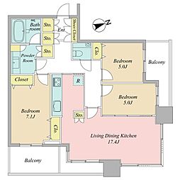 芝パーク・タワー 3LDKの間取図画像