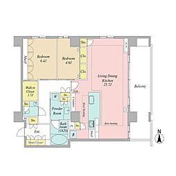 広尾ガーデンフォレストA棟 2LDKの間取図画像