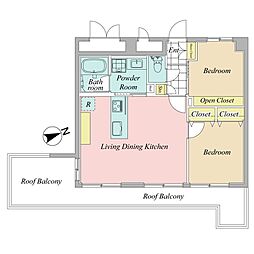 シャンボール恵比寿 2LDKの間取図画像