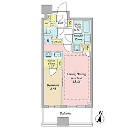 パークタワー勝どきサウス 1LDKの間取図画像
