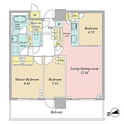 パークシティ中央湊ザタワー 3LDKの間取図画像