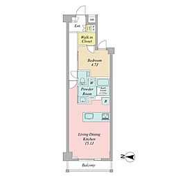 グレイスコート白金 1LDKの間取図画像