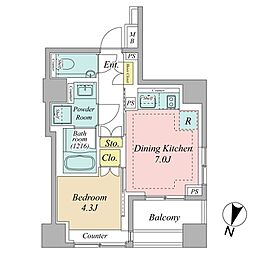 パークリュクス西麻布 1LDKの間取図画像