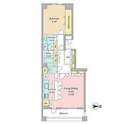 パークハウス麻布霞町 1LDKの間取図画像