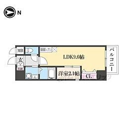 近鉄難波線 布施駅 徒歩8分の賃貸マンション 8階1LDKの間取り