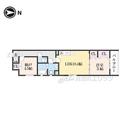 フォレストクリエオーレ枚岡弐番館 1LDKの間取図画像