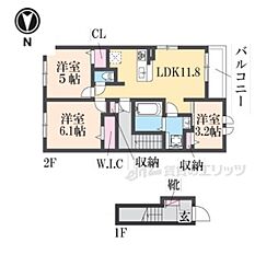 サンリットシャイニング 2LDKの間取図画像