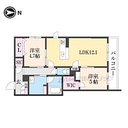 リバーヒルズ 2LDKの間取図画像