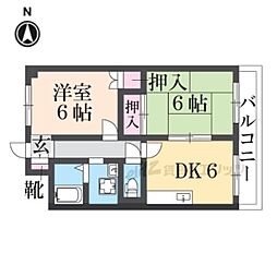 カルム東大阪 2DKの間取図画像