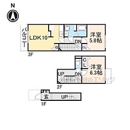 メゾンソレイユ 2LDKの間取図画像