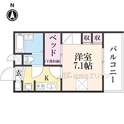 レオパレスセジュール新保 1Kの間取図画像