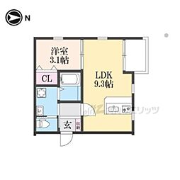 Grace下六万寺町 1LDKの間取図画像