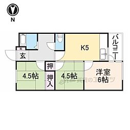 石切パークサイドマンション 2LDKの間取図画像