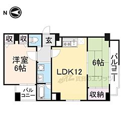 グランミッシェル 2LDKの間取図画像