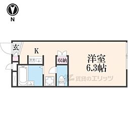 レオパレスプリート 1Kの間取図画像