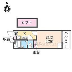 レオパレス武庫川東 1Kの間取図画像