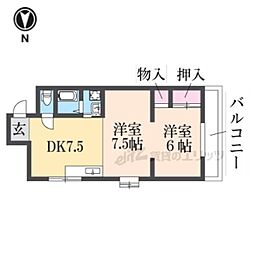 ダイアマンション 2DKの間取図画像