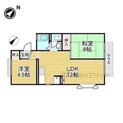 ドミール荻野 2LDKの間取図画像