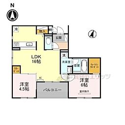 グランディール 2LDKの間取図画像