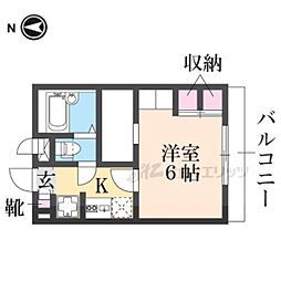 レオパレスグリーンスタジオ伊丹 1Kの間取図画像