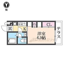 コンフォート南塚口町 1Kの間取図画像