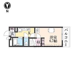 レオパレス阪急塚口 1Kの間取図画像