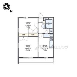レオパレスレジアス 2DKの間取図画像