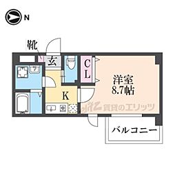 シエテ南塚口 1Kの間取図画像