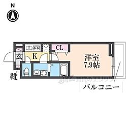 ウエストヴィレッジ 1Kの間取図画像