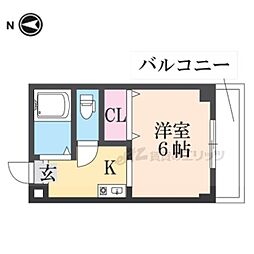 セリバテール伊丹 1Kの間取図画像