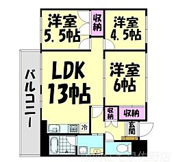 レナート長滝2 3LDKの間取図画像