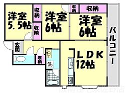 ピュアコートU 3LDKの間取図画像