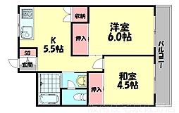 カーネルコーポ 2DKの間取図画像