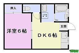 見永住宅 1DKの間取図画像