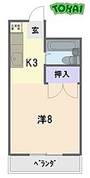 スターハイツ学園前 1Kの間取図画像