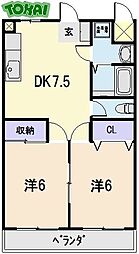 メゾン悠 2DKの間取図画像