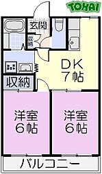 プレシャス3 2DKの間取図画像