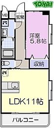シャンティーク 1LDKの間取図画像