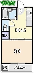 メゾン桜 1DKの間取図画像