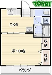 ヴィラージュ豆狸2 1DKの間取図画像