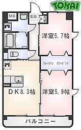 アンジュー5 2DKの間取図画像