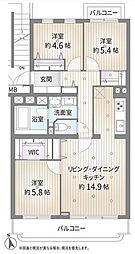 馬事公苑前シティハウス 3LDKの間取図画像