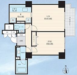 広尾ガーデンヒルズJ棟 1LDKの間取図画像