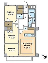 マンション広尾台 3LDKの間取図画像
