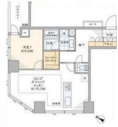 シティタワー新宿新都心 1LDKの間取図画像