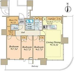 HARUMI FLAG SEA VILLAGEA棟 3LDKの間取図画像