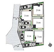 シリーズ全5棟全体区画図。カースペース1台駐車可。